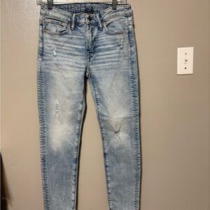 American Eagle Outfitters Men's Faded Blue Skinny Jeans
